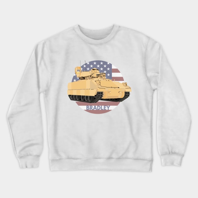 Bradley Fighting Vehicle with American Flag Crewneck Sweatshirt by NorseTech